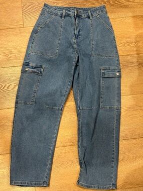 Blue Denim Cargo Barrel Jeans